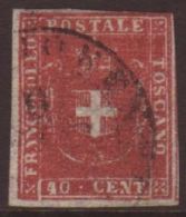 TUSCANY  1860 40c Scarlet Carmine, Sass 21a, Superb Used With Just Clear To Large Margins And Amazing Colour.... - Non Classificati