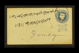 GWALIOR  1886 (3 Jun) ½a Blue On Cream Envelope (Higgins & Gage B3) To Bombay, Very Fine Used With... - Other & Unclassified