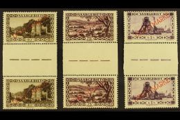 OFFICIALS  1927-32 40c, 75c & 1f Vertical GUTTER PAIRS, Michel 17, 19 & 20a, Never Hinged Mint, Very... - Other & Unclassified