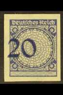 1923  (Dec) 20pf Violet-blue IMPERF (Michel 341 U, SG 355a), Very Fine Mint, Numeral '20' Shifted To The Left,... - Otros & Sin Clasificación