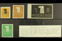 1922 J. WURSTL ESSAYS.  Four Different 'Eagle' Imperf Essays Printed On Ungummed Paper, Very Fresh &... - Sonstige & Ohne Zuordnung