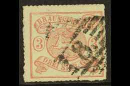 BRUNSWICK  1864 3sgr Rose On White, Perce En Arc 16, Mi 16A, Fine Used With "8" In Barred Diamond Cancel. Scarce... - Other & Unclassified