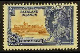 1935  2½d Brown And Deep Blue Silver Jubilee, Variety "Re-entry On Value Tablet", SG 140l, Very Fine Mint.... - Falkland