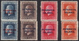 PENRHYN  1917-20 The Complete Set Of Mixed Perf Vertical Pairs, SG 24b/27b, Very Fine Mint (4 Pairs) For More... - Cookeilanden