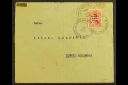 1919 FIRST EXPERIMENTAL FLIGHT COVER.  (18 June) Barranquilla To Puerto Colombia Airmail Cover Bearing 1919 2c... - Kolumbien