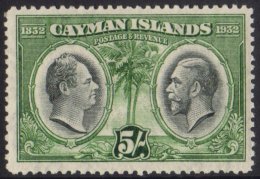 1932  5s Black And Green, SG 94, Very Fine Lightly Hinged Mint. For More Images, Please Visit... - Kaimaninseln