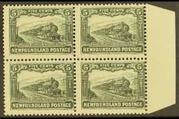 1928  5c Slate Grey, Line Perf 14-13½, Express Train, SG 168a, Superb Marginal NHM Block Of 4. For More... - Altri & Non Classificati