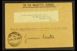1910 OHMS OFFICIAL WRAPPER  (25 Dec) Printed OHMS 'From The Imperial Department Of Agriculture For The West... - Barbades (...-1966)