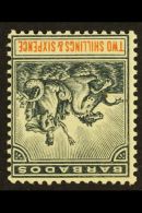 1892-1903  2s6d Blue-black And Orange With WATERMARK INVERTED Variety, SG 114w, Very Fine Mint. For More Images,... - Barbades (...-1966)