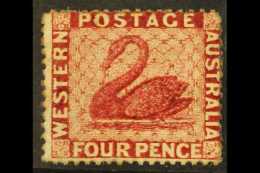 WESTERN AUSTRALIA  1876-81 4d Carmine WATERMARK CROWN TO RIGHT OF CC AND REVERSED Variety, SG 74y, Mint Regummed,... - Sonstige & Ohne Zuordnung