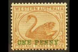 WESTERN AUSTRALIA  1893 1d On 3d Pale Brown Surcharge Wmk CA, SG 109, Fine Mint. For More Images, Please Visit... - Sonstige & Ohne Zuordnung