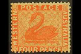 WESTERN AUSTRALIA  1861 4d Vermilion Perf 14 At Somerset House, SG 40, Fine Unused No Gum, Very Fresh. For More... - Sonstige & Ohne Zuordnung