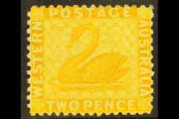 WESTERN AUSTRALIA  1864-79 2d Yellow Perf 12½ WATERMARK REVERSED Variety, SG 55x, Fine Mint, Very Fresh.... - Sonstige & Ohne Zuordnung