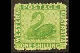 WESTERN AUSTRALIA  1864-79 1d Bright Green Perf 12½ WATERMARK REVERSED Variety, SG 61 Var, Fine Mint, Very... - Other & Unclassified