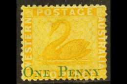 WESTERN AUSTRALIA  1874 1d On 2d Yellow Surcharge Watermark Reversed Variety, SG 67x, Mint With Large Part... - Otros & Sin Clasificación