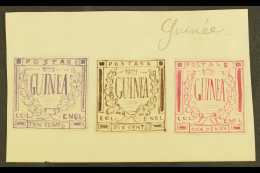 ENGLISH GUINEA ?  A Group Of Three 1861 Hand Painted Stamp Sized Essays Produced In France And Inscribed "GUINEA"... - Sonstige & Ohne Zuordnung