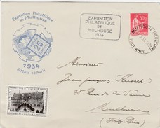 France Entier Postal Illustré TSC Exposition Mulhouse + Vignette 1934 - Standard- Und TSC-Briefe (vor 1995)