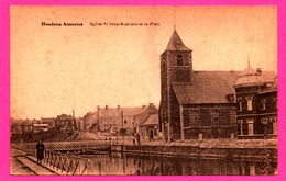 Houdeng Aimeries - Église St Jean Baptiste Et Le Pont - Animée - E. DESAIX - 1933 - La Louvière