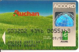 -CARTEç-MAGNETIQUE-FIDELITE ACCORD AUCHAN BRETIGNY-Exp 09/95-V°SOLAIC 45060-TBE-RARE - Vervallen Bankkaarten