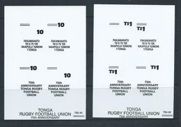 Tonga 1997 Black & White Proofs (2) Of Overprint For 75th Rugby Anniversary Set - Tonga (1970-...)