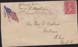 O) 1899 CUBA-CARIBE, USA OCCUPATION IN CARIBE, 2 CENTS RED-WASHINGTON, SOLDIER LETTER IN MILITARY US, BASE IN SANTA CLAR - Storia Postale
