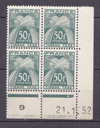 N° 80 Timbres Taxes Type Gerbe Coins Datés 21.1.52 Neuf Impeccable - Postage Due