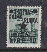 Venezia Giulia And Istria  Fiume Rijeka S 18 1945 10 Lira On 25c Green Mint Hinged - Occ. Yougoslave: Fiume