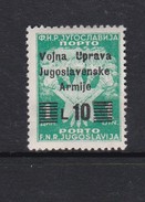 Istria Yugoslav Occupation Postage Due S 23 1947 10 Lira On 1L Green  Mint Hinged - Occ. Yougoslave: Littoral Slovène