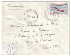 1958 - LETTRE PNEUMATIQUE AFFRANCHIE À 100F AVEC POSTE AERIENNE PA N° 30 SEUL HOROPLAN PARIS 80 DUPIN - 1921-1960: Moderne