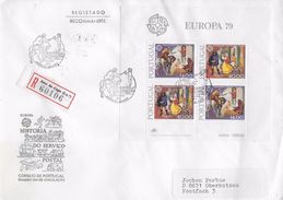 2 SCANNERS - TIMBRES - STAMPS - PORTUGAL - FDC EUROPE 79 - LETTRE RECOMMANDÉ AVEC BLOC - Storia Postale