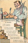Delcampe - Themes Div -ref U76- Illustrateurs - Illustrateur Griff -cuisine -les Commandements Du Gourmand   -carte Bon Etat - - Griff