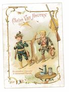 CHROMO IMAGE CACAO VAN HOUTEN ILLUSTRATION PETITS CHASSEURS ET GROS LIEVRE - Van Houten