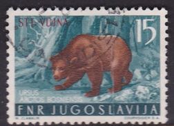 Italy Trieste B Yugoslav Occupation S 104 1954 Animals 15d Bear Used - Oblitérés