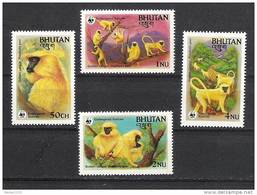 BHUTAN 1984  Fauna WWF, Wild Animals,. Species In Danger Of Extinction Sc 413/16, 4v Complete MNH(**) - Bhoutan