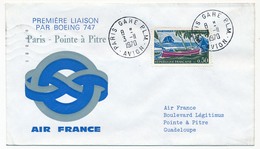 FRANCE - Enveloppe - 1ère Liaison Par Boeing 747 Paris  => Pointe à Pitre  3/11/1970 Air France - Paris Gare PLM Avion - Premiers Vols