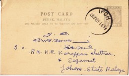 Perak Malaysia / Malaya 1956 -  6c Uprated Postcard To Johore State #  96239 - Perak
