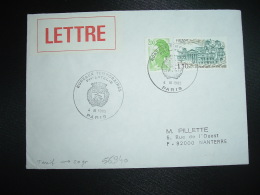 LETTRE TP LIBERTE DE GANDON 2,00 + VIENNE 1,70 OBL.4 III 1985 PARIS PHILATELIE + ETIQUETTE LETTRE - Postal Rates