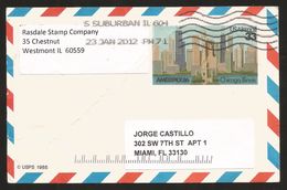 A) 2012 USA, CHICAGO ILINOIS, COLOR STAMP, POSTAL STATIONERY, AIRMAIL, XF. - Altri & Non Classificati