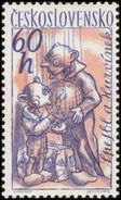 Czechoslovakia / Stamps (1961) 1191: Czech. Puppets (Spejbl And Hurvinek); Painter: Vojtech Cinybulk - Puppets