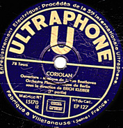 78 T - 30 Cm. - état B - Orchestre Philharmonique De Berlin - CORIOLAN  Ouverture 1re Et 2e Parties - 78 T - Disques Pour Gramophone