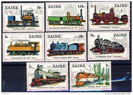 Zaire - 992/999 - Locomotives - 1980 - MNH - Unused Stamps
