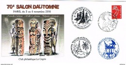 Nouvelle Caledonie Wallis Polynesie Sculpture Enveloppe Commemorative Club Cagou Cachet Commemoratif Salon Automne 2016 - Briefe U. Dokumente