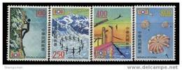 Taiwan 1972 Youth Self-Reliant Activities Stamps Parachute Climbing Skiing Diving Mount Sport - Neufs