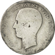 Monnaie, Grèce, George I, Drachma, 1874, Paris, B+, Argent, KM:38 - Griechenland