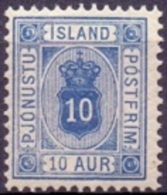 IJsland 1876-00 Dienstzegel 10aur Blauw Tanding 12¾x12¾ PF-MNH - Dienstzegels