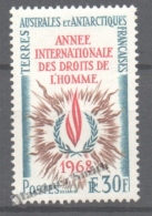 TAAF French Southern And Antarctic Territories 1968 Yvert 27, International Year Of The Human Rights - MNH - Ungebraucht