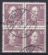 Denmark Stålstik Afa 274 Chr. X. 4-Blok Brotype II LEMVIG !! - Blokken & Velletjes