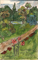 ! Jugendstil Künstlerkarte Handgemalt, Aquarell Münchener Schule, Haimhausen, Unikat, Adel, 1900, Art Nouveau, Bayern - 1900-1949