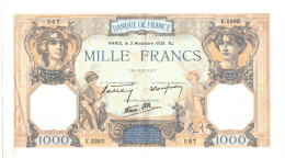 Billet, France, 1000 Francs, 1932, 1938-11-03, SUP, Fayette:38.32, KM:90c - 1 000 F 1927-1940 ''Cérès Et Mercure''