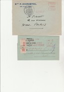 LETTRE RECOMMANDEE CHAMBRE DE COMMERCE PARIS-1941- + LETTRE  CAD CHAMBRE DE COMMERCE NIORT 1974 - EMA (Printer Machine)